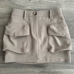 Aritzia WILFRED Astral Cargo Mini Skirt Size 0 Nomad Taupe Tan Preppy Academia